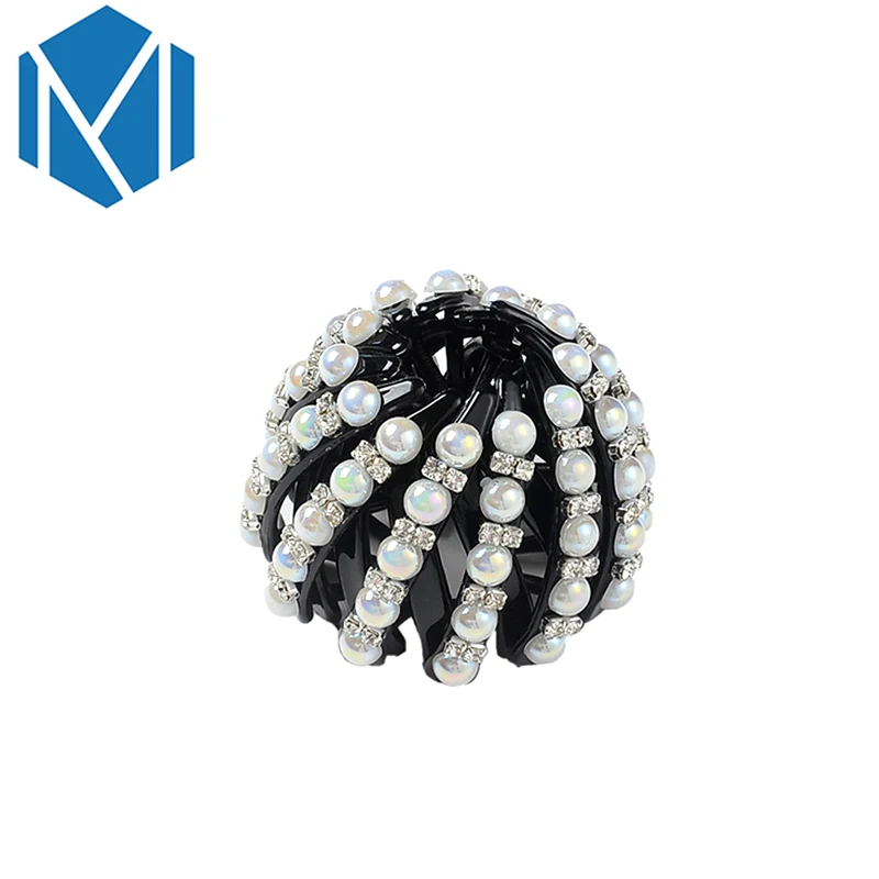 M MISM Women Bun Hair Maker Multi-Color Clips Rhinestone Bird Nest Holder Pearl Expanding Accessories Headwear | Украшения и