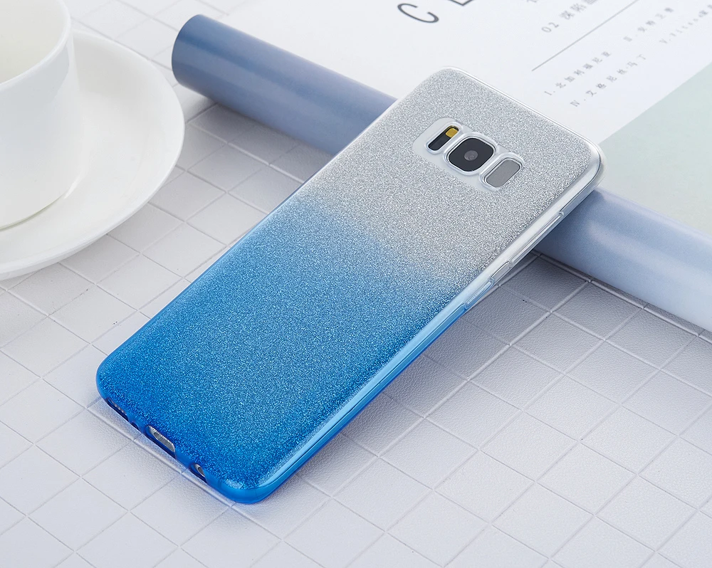Модный чехол с блестящим градиентом для samsung Galaxy S8 S9 плюс S6 S7 край A3 A5 A7 J3 J5 J7 A8 мягкий термополиуретановый чехол для телефона из термополиуретана