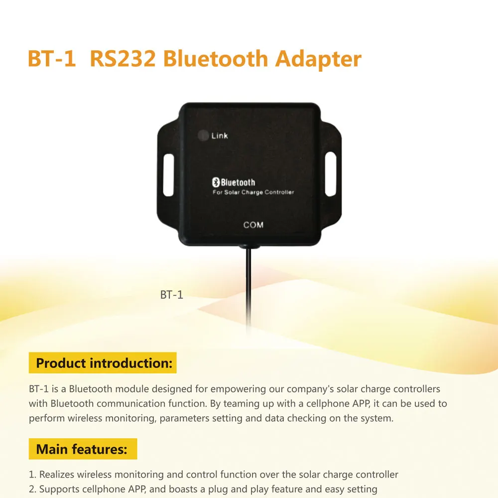 BT-1-RS232 поворот bluetooth мобильный телефон для SRNE MPPT Солнечное зарядное устройство контроллер связь функция ML2420 ML2430 ML2440 ML4860