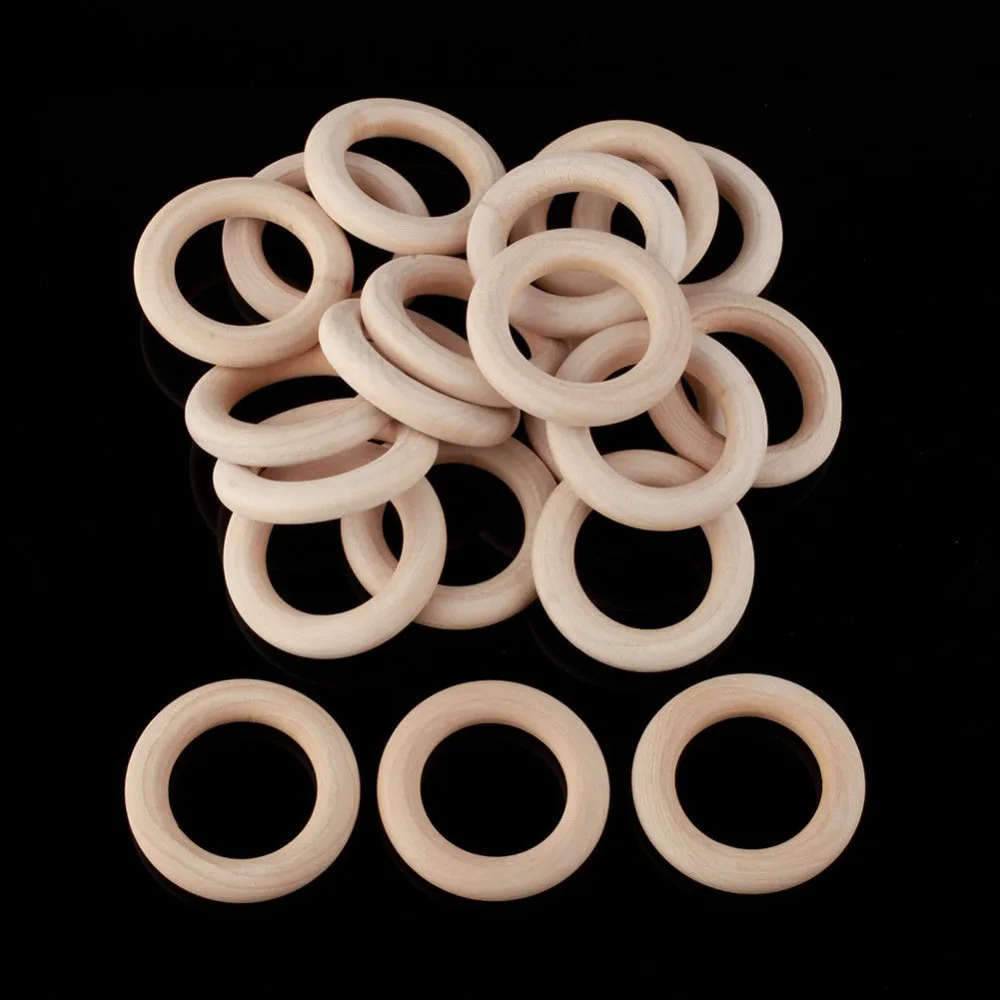 20pcs / Lot Natural Unfinished Teething Ring Wooden Round Rings DIY Wood Craft Accessories 55mm | Дом и сад