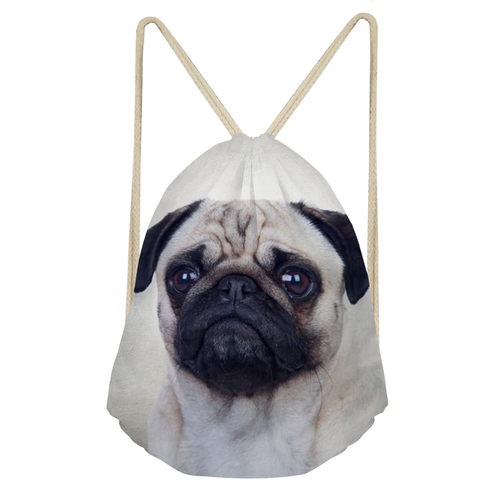 Nopersonality шнурок школьные ранцы дети милого Щенка Мопса Drawstring Рюкзак Для женщин