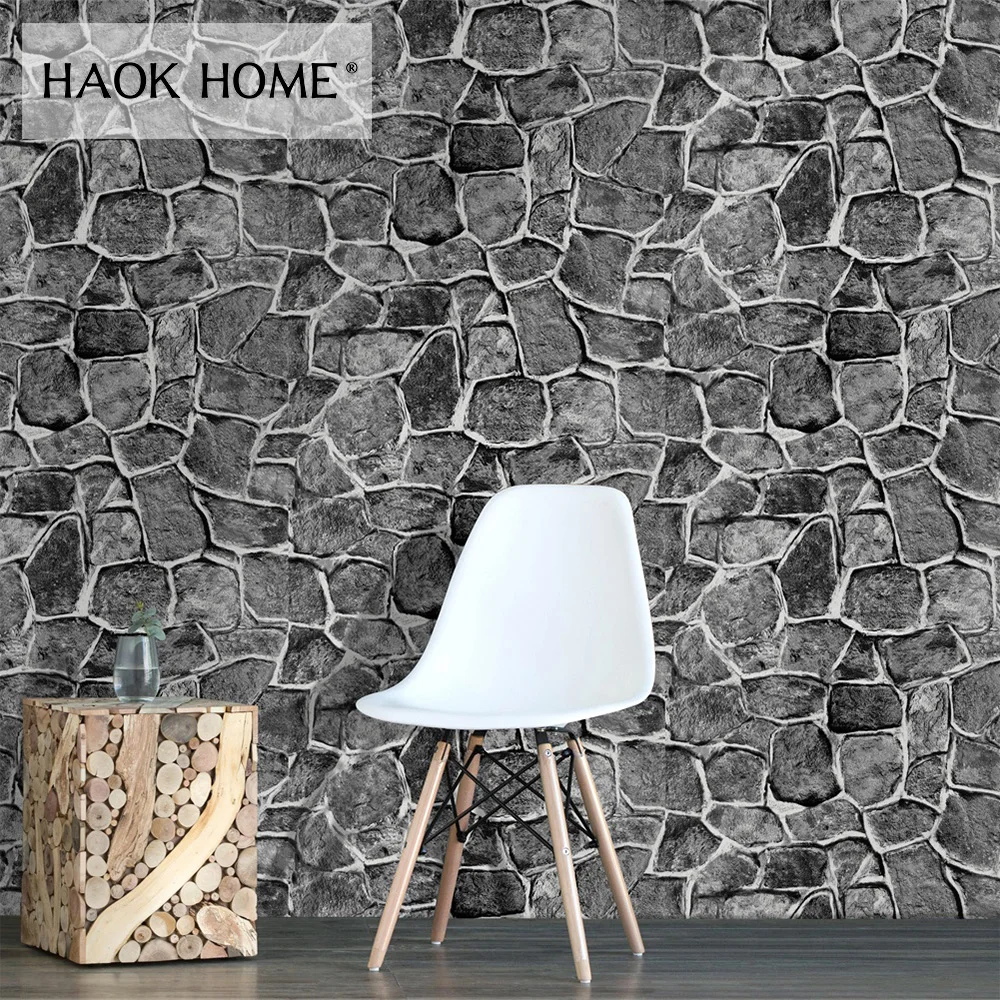 HaokHome винтажные обои из искусственного камня пилинг и палка для стен 3d серая