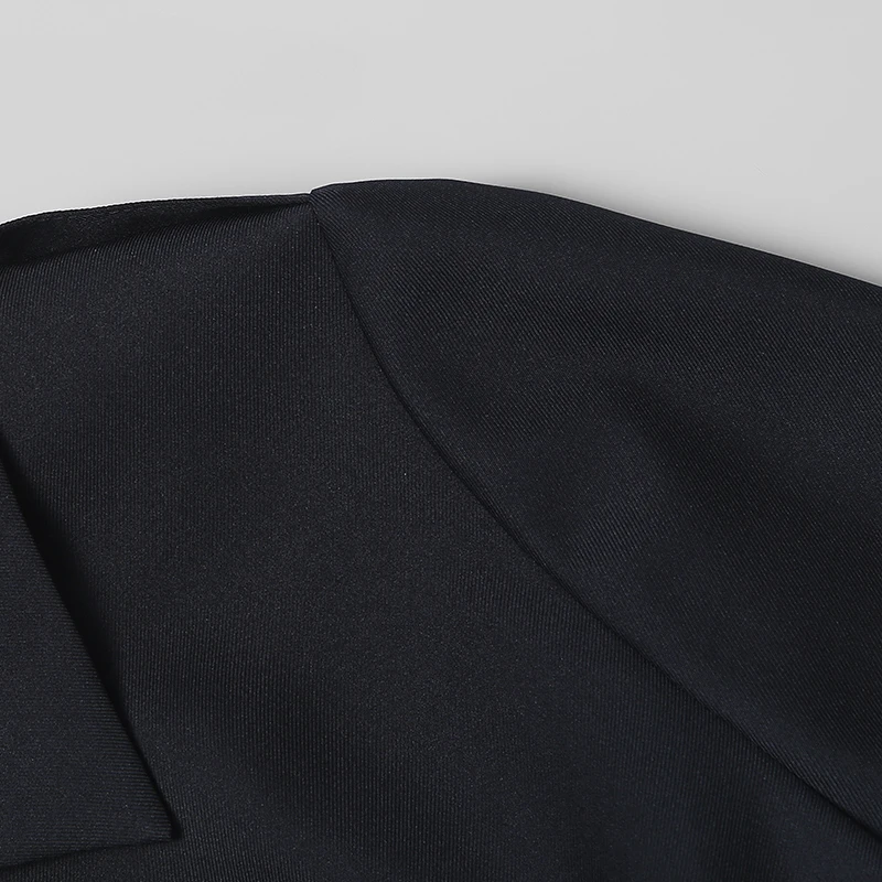 Женское темно-синее платье на молнии с отложным воротником ТРАПЕЦИЕВИДНОЕ