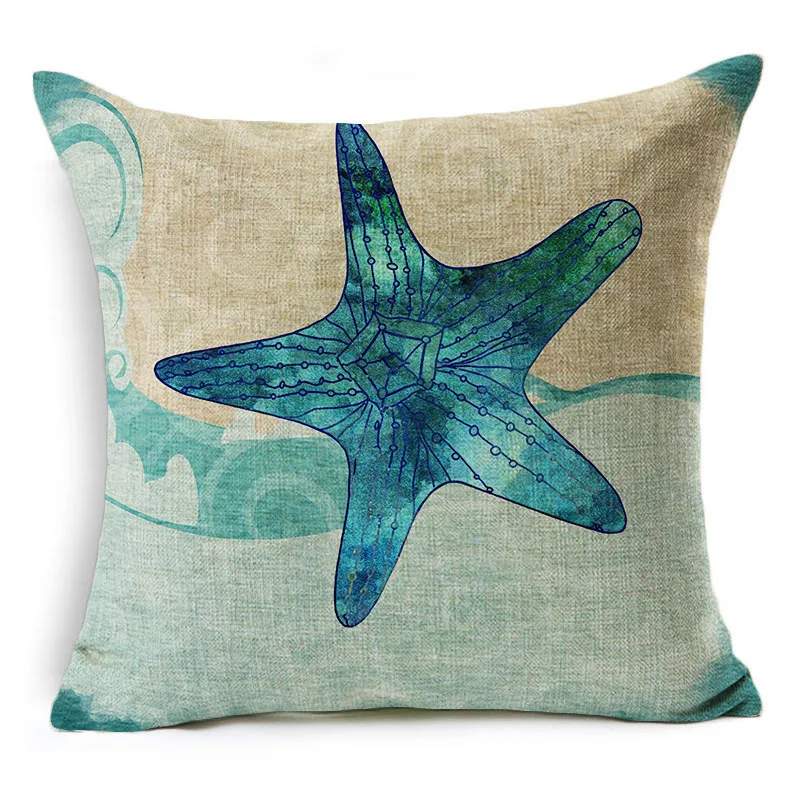 Bule Marine Turtles Octopus Sea Horse Jellyfish Throw Pillow Case On Couch Ocean Animal Linen Comfortable Cushion Cover | Дом и сад