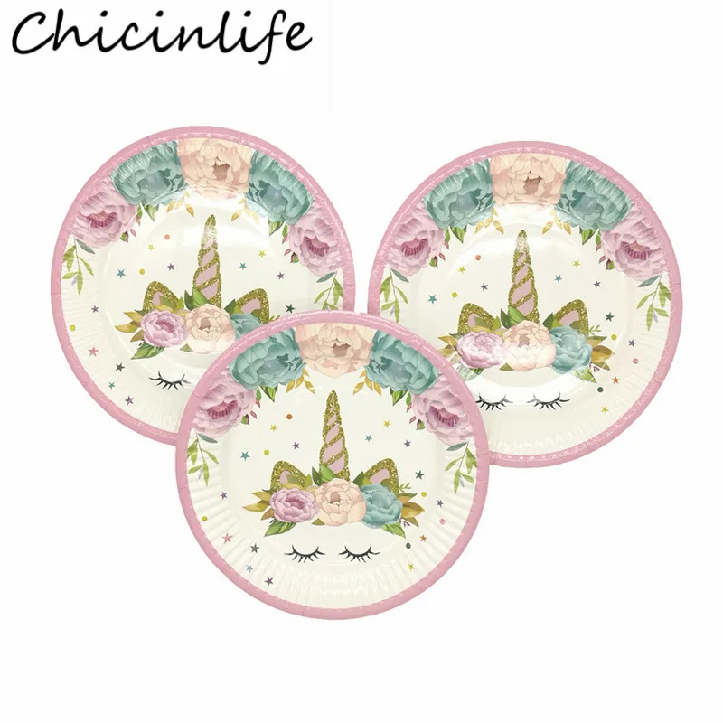 Chicinlife Единорог тематический набор посуды для вечеринки одноразовый детский душ