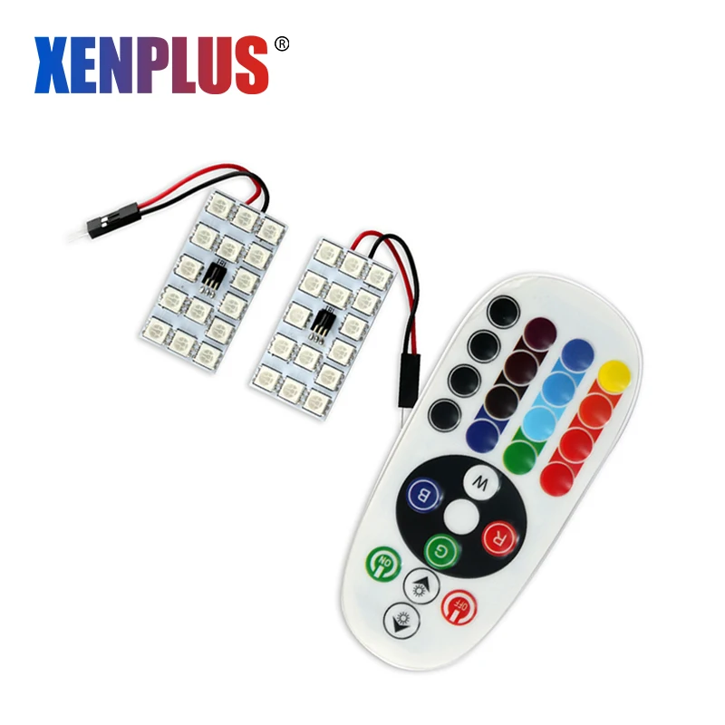 Xenplus 2 шт. T10 5050 SMD 15 LED RGB панель автомобильный фестонный купол лампа для чтения