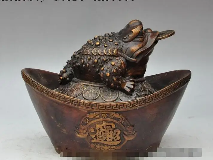 Китайская Бронзовая Золотая жаба bufo лягушка богатство деньги монета слиток