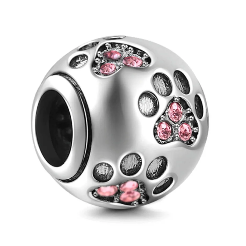 Серебряные бусины шармы RainMarch в виде лапы щенка подходят для браслетов Pandora