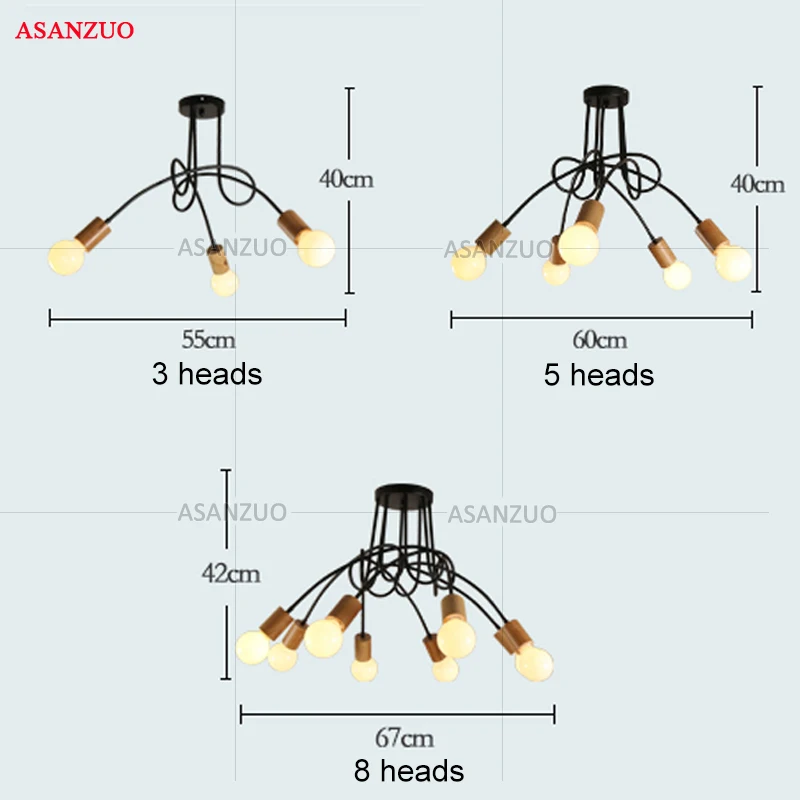 

Nordic solid wood Ceiling Lights for living room retro art spider ceiling lamp E27 light fixtures