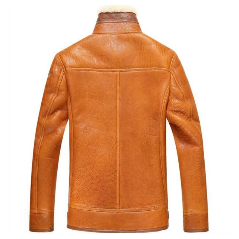 Для мужчин с овчины Мех пальто ягненка кожаная куртка народная Мужчин's