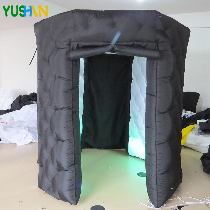 

2.5m Inflatable Photo booth Party Backdrop stand NO Roof with 3 doors LED strip bottom Inflatable Tent for Christmas Halloween