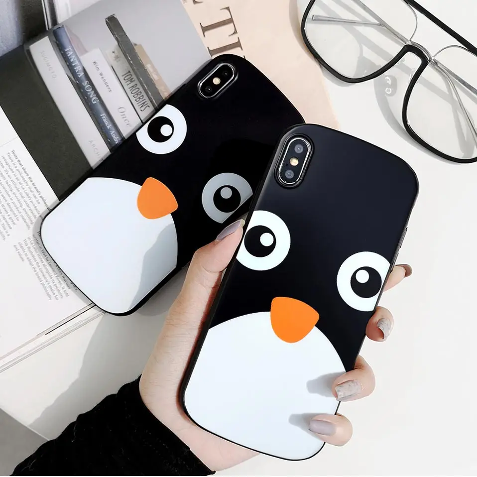 Милый чехол для телефона с пингвином iPhone XS Max 6 7 8 мягкая задняя крышка из ТПУ S Plus X