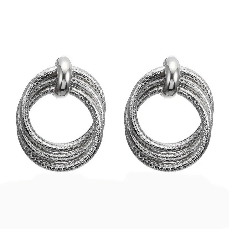 silver Модные золотые металлические круглые серьги для женщин Bijoux Brincos вечерние серьги в подарок большие круглые висячие серьги - Окраска металла: silver