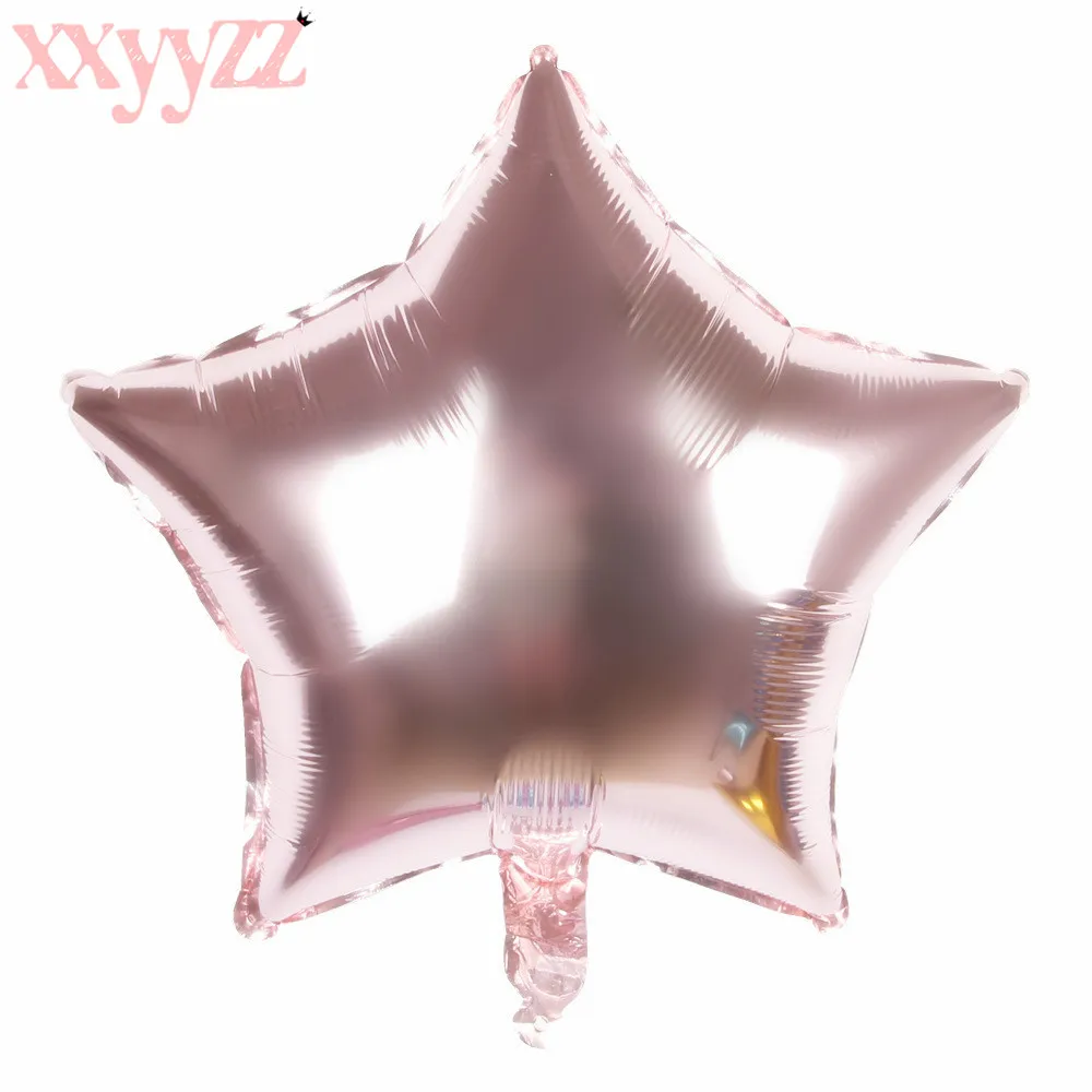 Rose Gold XXYYZZ 18 дюймов Звездные воздушные шары из фольги 45 см пятиконечные Звездные шары мерцающие и блестящие товары для декорации вечеринок на день рождения, свадьбу - Цвет: Rose Gold