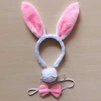 children adult bunny ear headband set black pink white blue fancy dress costume hen party big rabbit ear hairbands headwear tail