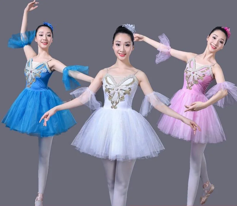 

Adult Romantic Ballet Tutu Rehearsal Practice Skirt Swan Costume for Women Long Tulle Dress White pink blue color Ballet Wear