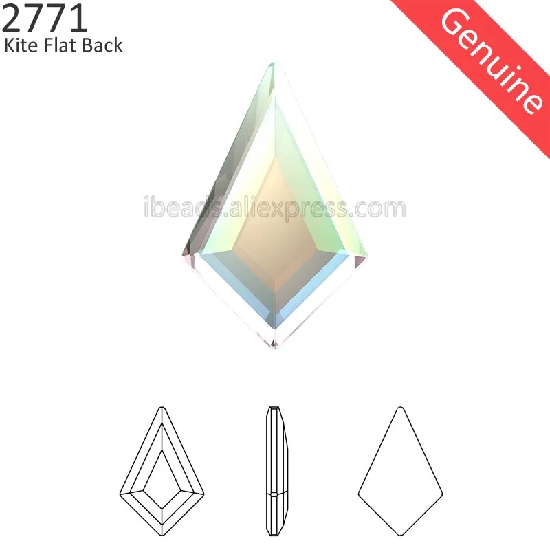 2 шт.) оригинальные стразы Swarovski 2771 Kite с плоской задней поверхностью, Стразы без горячей фиксации для дизайна ногтей