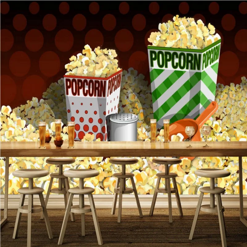 Custom 3d wallpaper Popcorn Background Wallpaper Mall Fast Food shop Bar Restaurant lobby mural | Обустройство дома