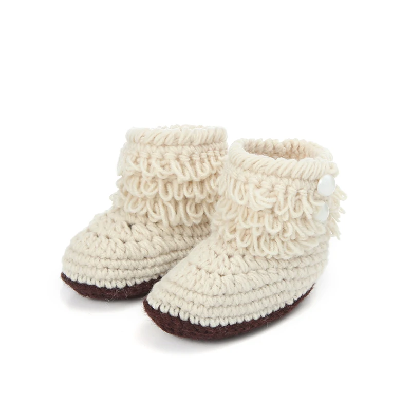 New Fashion Baby Crib Shoes Crochet Knit Fleece Boots For Boys&ampGirls Lovely Warm Infants Socks Handmade Wool 2018 Winter | Мать и