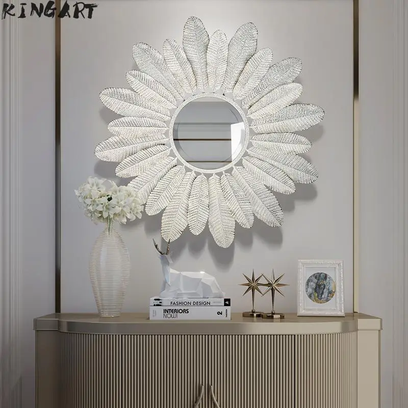 Big Wall Mirror Bathroom Wall Decoration Metal Living Room Wall Mirror Creative Antique Wall Mirror Home Decoration