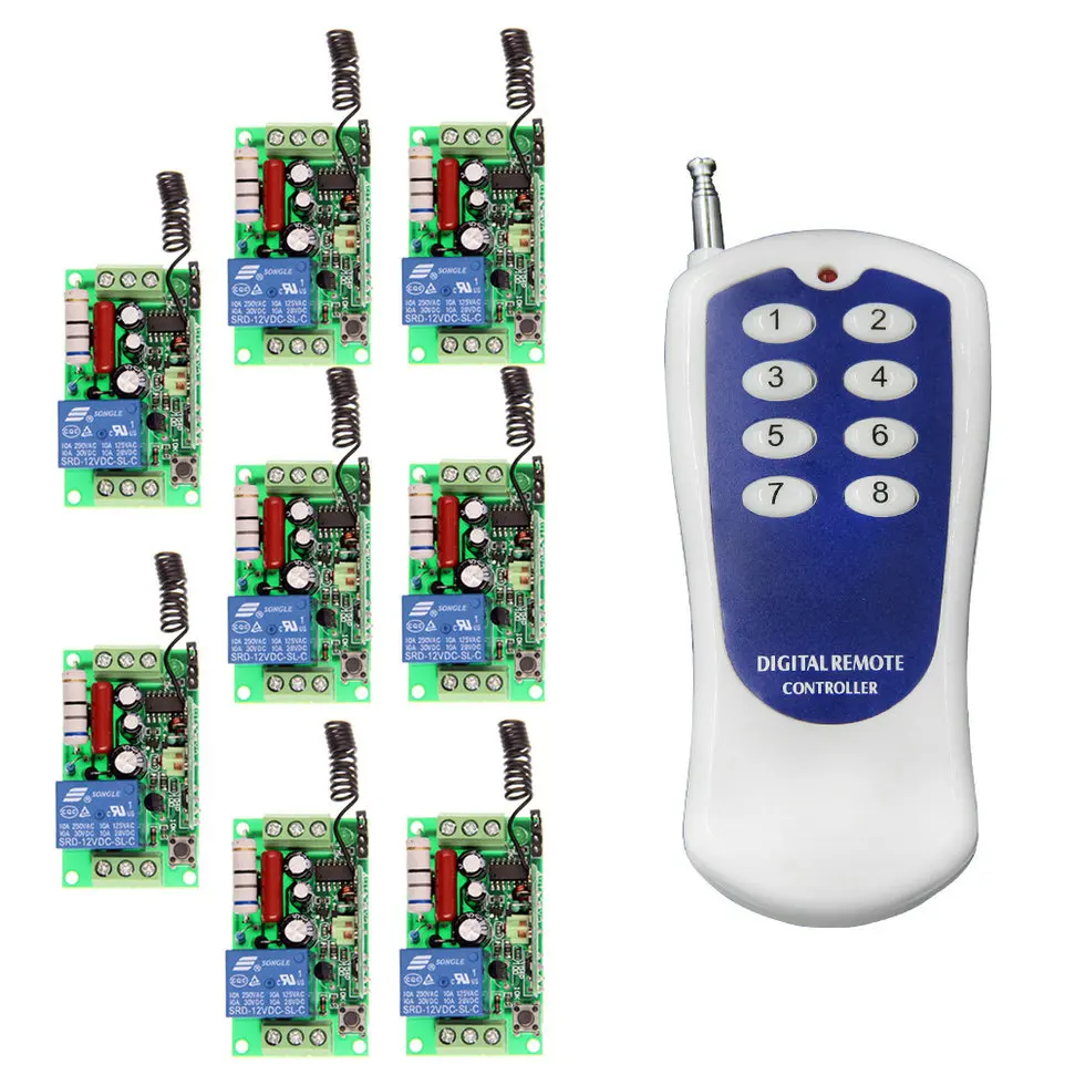 AC 220V 110V 1 CH 1CH RF беспроводной переключатель системы дистанционного управления 8CH