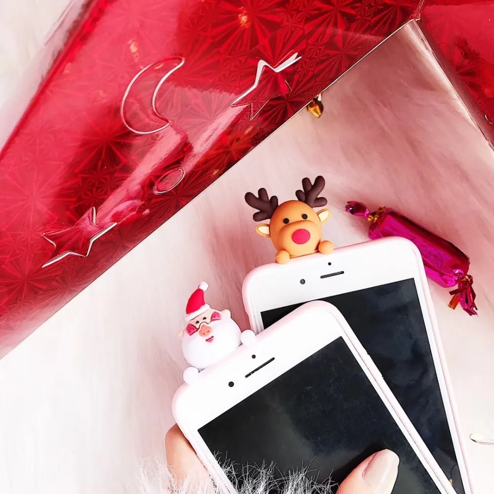 QJW 3D игрушка чехол для телефона с рождественским рисунком iPhone XS XR Max X 8 7 6 S Plus