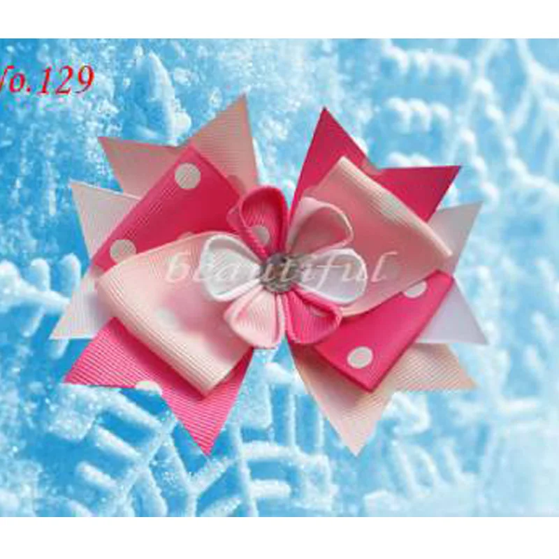 

50 BLESSING Good Girl Boutique 4.5" E- Snowflake Hair Bow Clip 178 No.
