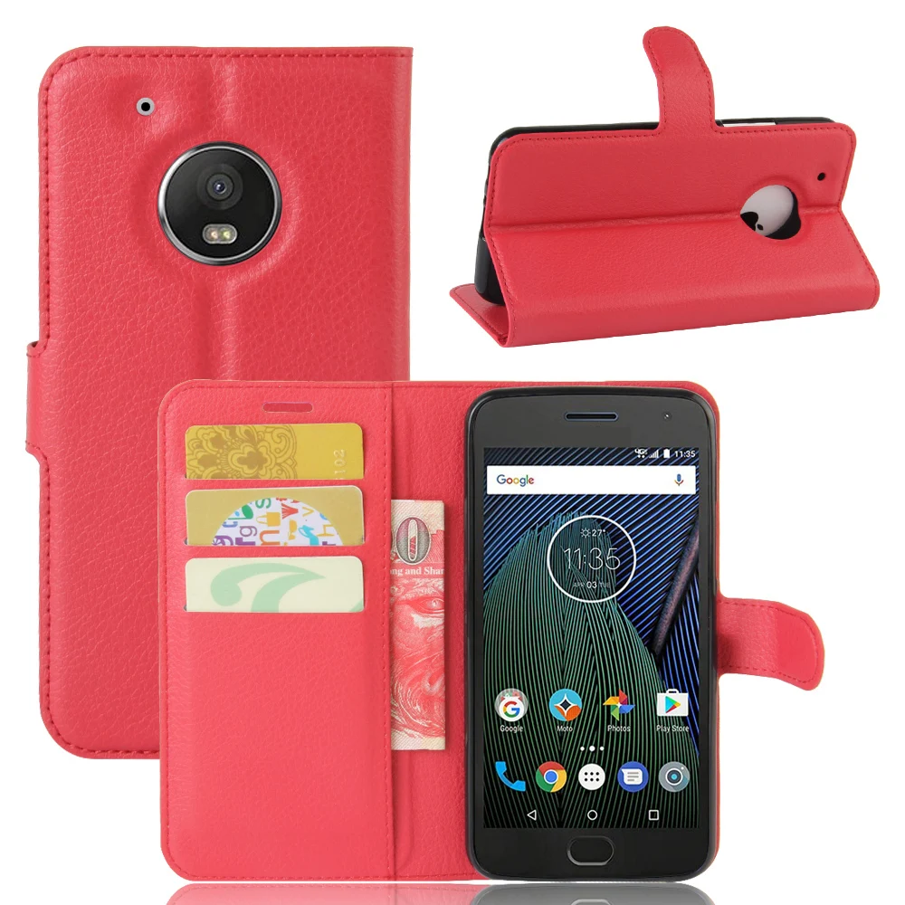 Флип чехол бумажник для мото G5 Роскошные cardslot кожаный MOTO крышка Бесплатная