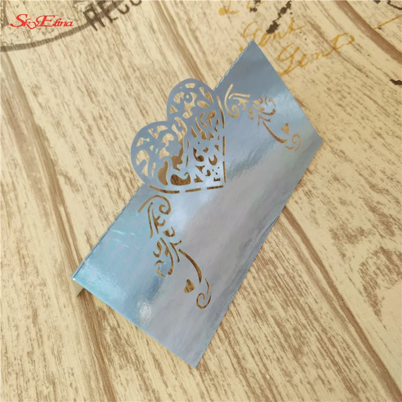 50PCS Openwork Table Card Wedding Romantic Invitation Place Banquet Decoration Number Name 5ZSH928-50 | Дом и сад