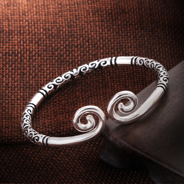 Женский браслет в стиле ретро из тайского серебра 925 пробы с драконом|Браслеты| |