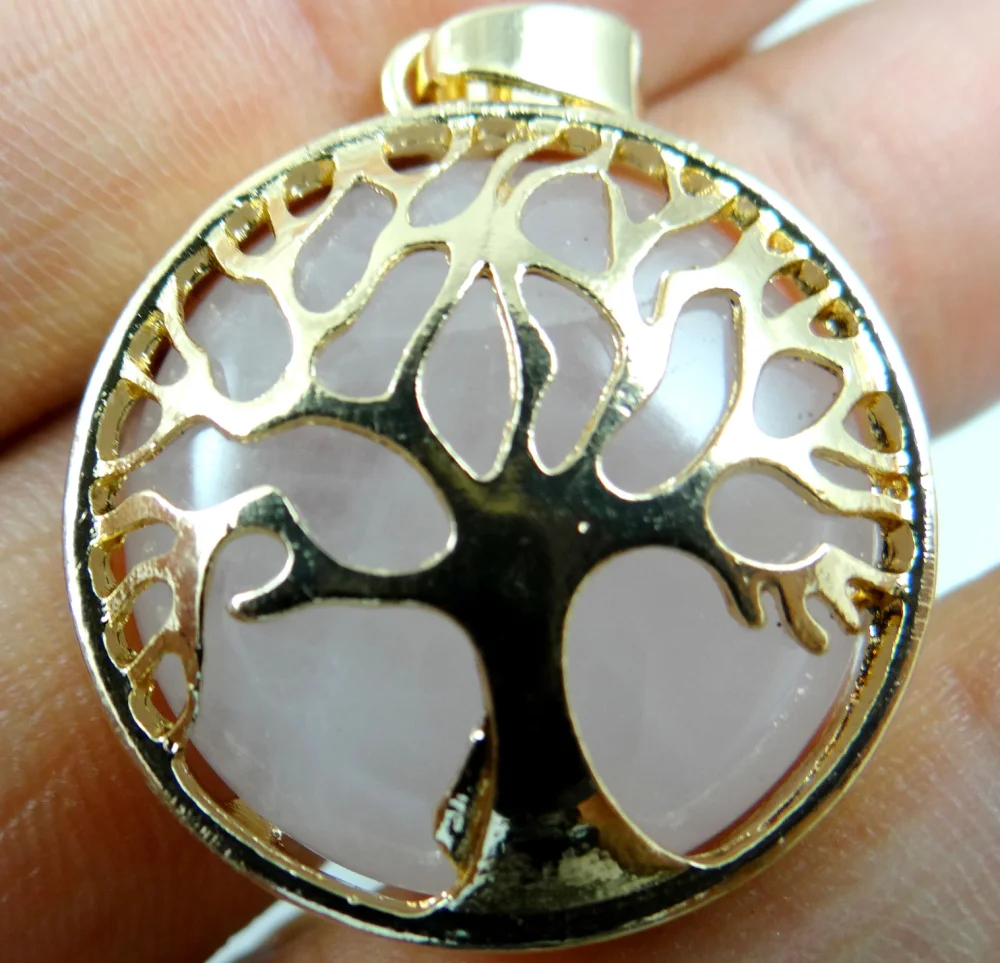 Natural Stone Quartz Crystal tiger eye Turquoises Tree of Life Round Shaped pendant for diy jewelry making necklace10pcs | Украшения и