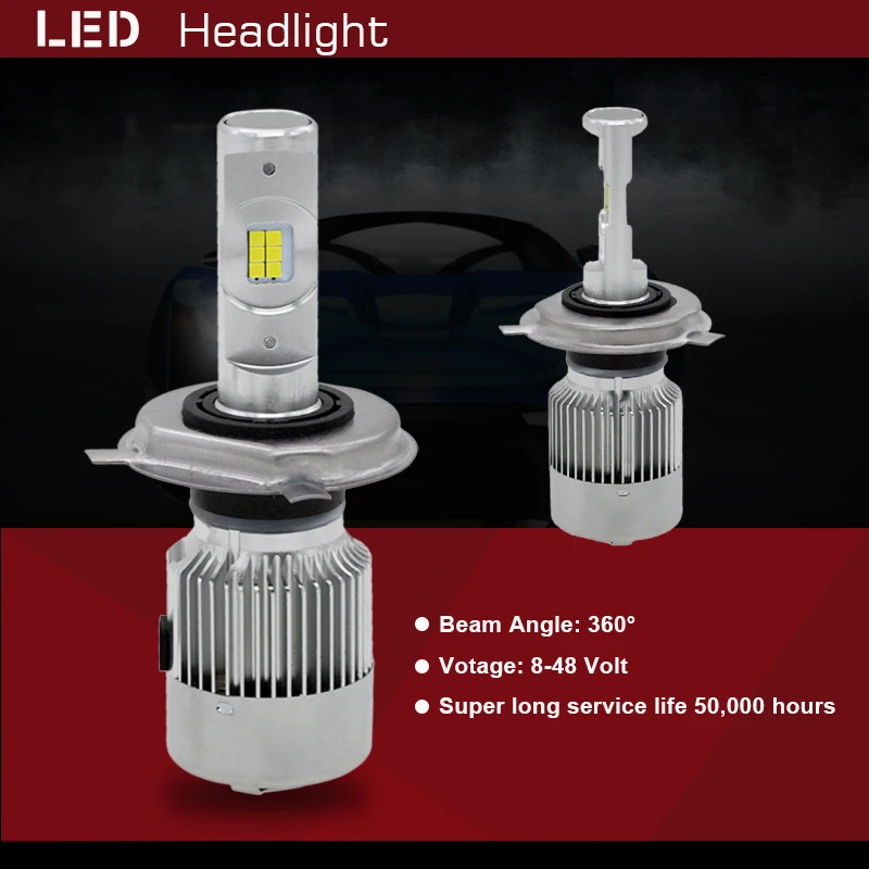 SUNKIA 2 шт./пара фар автомобиля 9004/HB1 9007/HB5 Plug& Play(подол короче спереди и длиннее сзади) луч 6000K чистый белый 7200LM 40 Вт авто лампы противотуманных фар автомобиля для укладки волос