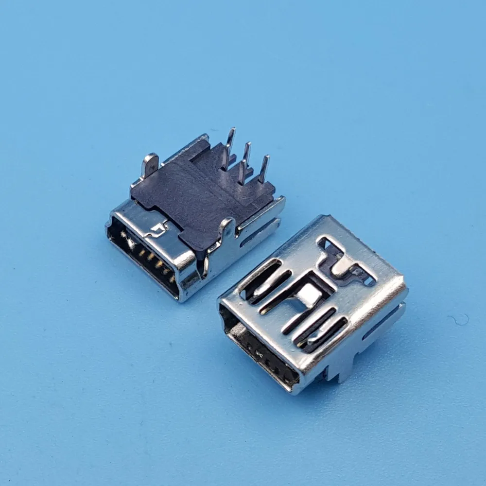 100 шт. мини USB Тип B 5Pin DIP правый угол 2 ножки гнездо PCB крепление припоя Разъем|connector