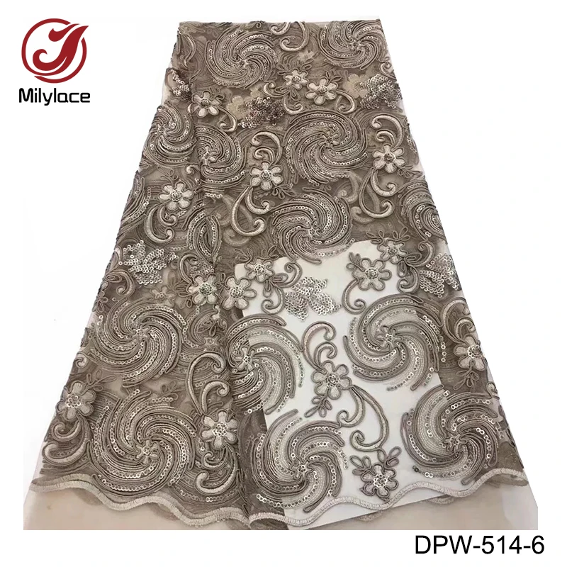 

Milylace african sequins tulle lace fabric hot selling nigerian lace fabric beautiful french net lace fabric for dress DPW-514