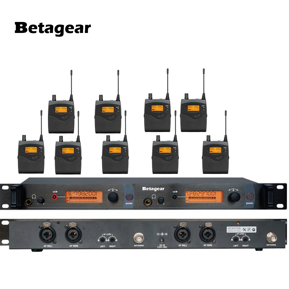

Betagear SR2050 IEM Stage Monitor System with 9 Receivers bodypack Monitor 9 Earbuds 1 twin transmitter stage studio recording