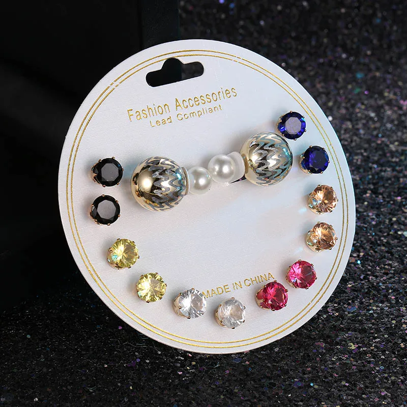 7 пар/компл. модный Комплект сережек для женщин с кубическим цирконием и