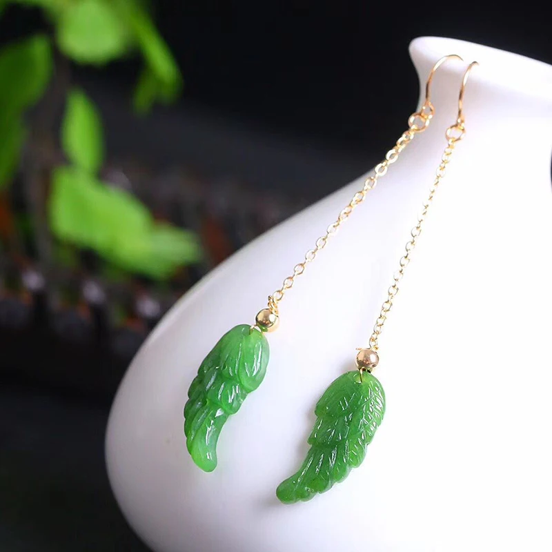 Оптовая продажа серьги из натурального камня с резными крыльями женские камнями