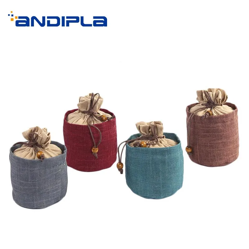 1 шт. пакетик для хранения чайной посуды пакет из сырой пеньки путешествий легко