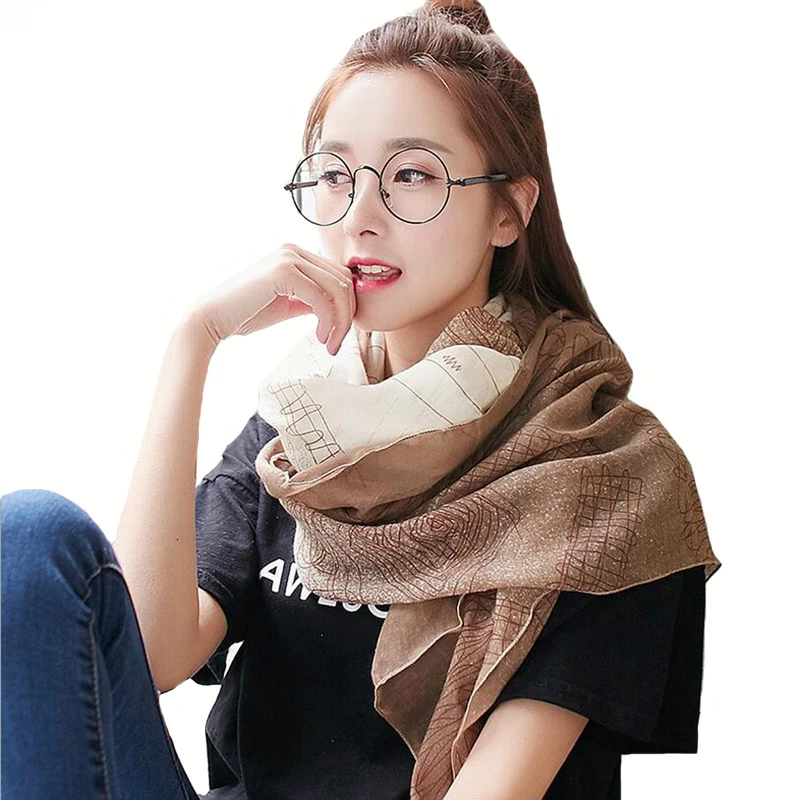 

NDUCJSI Winter Scarves Women Scarf Retro Scarves Colorful Printed Shawl Comfortable Autumn Cotton Wrap Ladies Woman Long Shawls