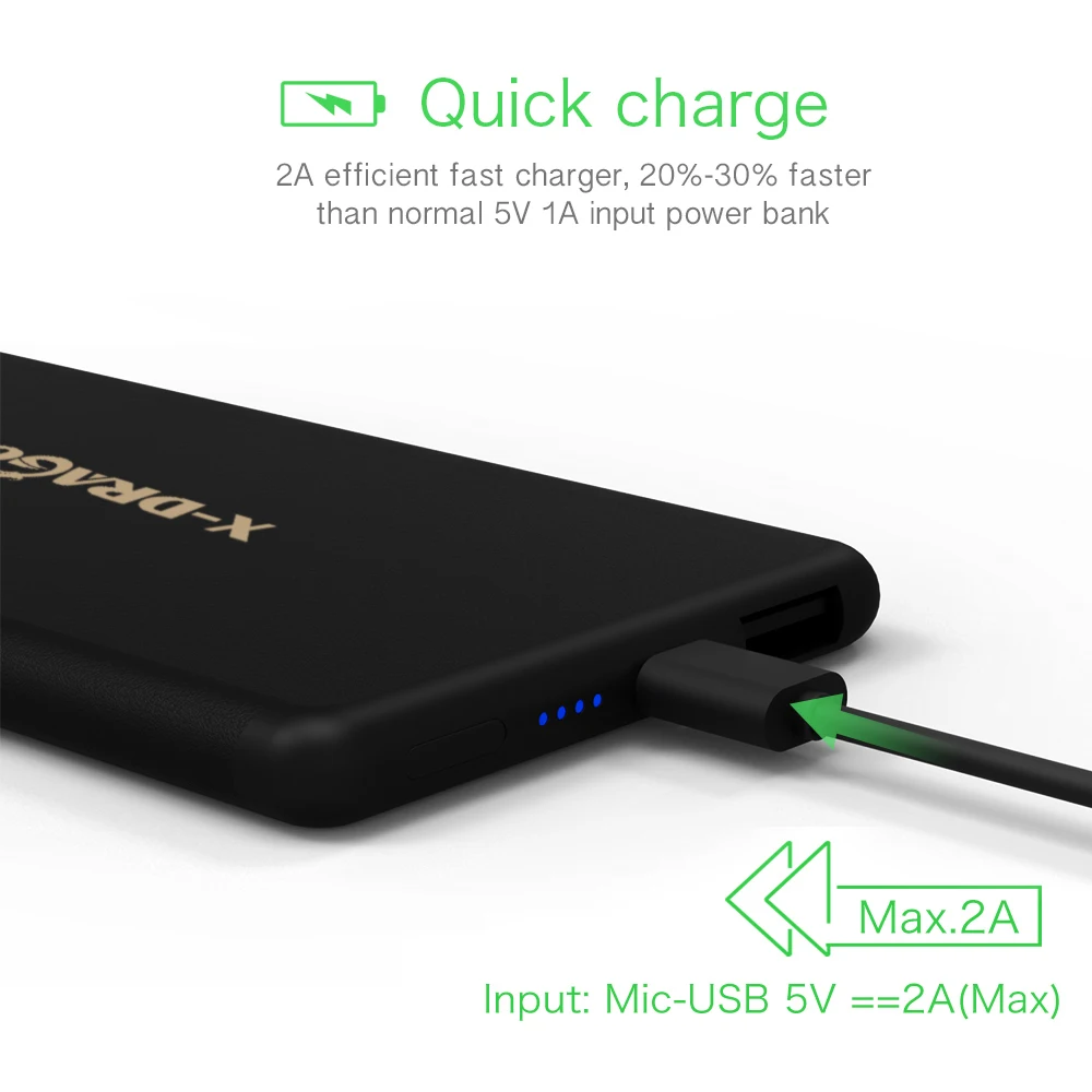 Ультратонкий внешний аккумулятор 5000 мАч портативное Внешнее зарядное