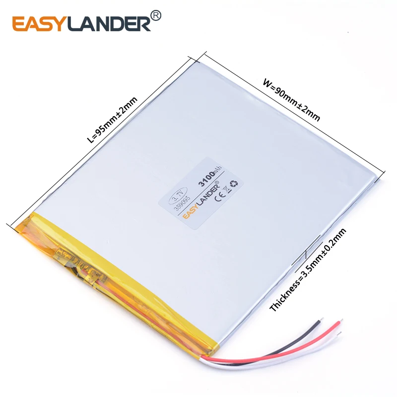 Литий-ионная аккумуляторная батарея 3-wire 359095 3100mah планшетный ПК power bank сотовый