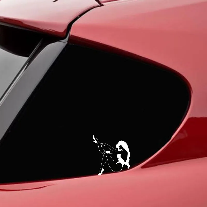 

YJZT 14.4*15.1CM Beautiful Figure Sexy Girl Black/Silver Fashion Design Car Sticker Covering The Body Vinyl Decals C20-0260