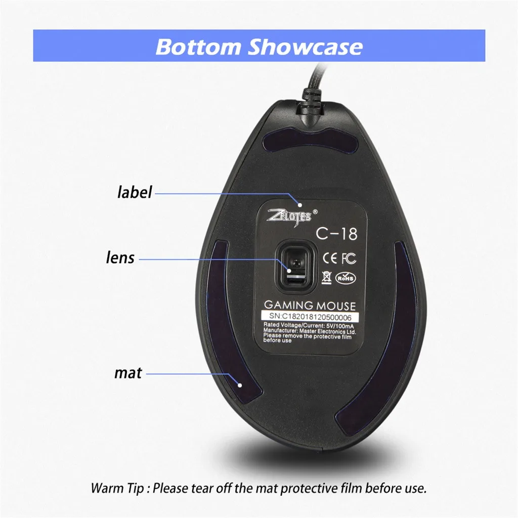 Zelotes вертикальный игровой кабель светодиодный программируемый дистанционная