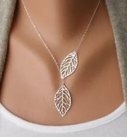 

New fashion jewelry simple personality wild temperament 2 leaf necklace female jewelry necklace