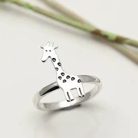 daisies cartoon giraffe shape animal ring black epoxy enamel ring fashion jewelry for women birthday party gift