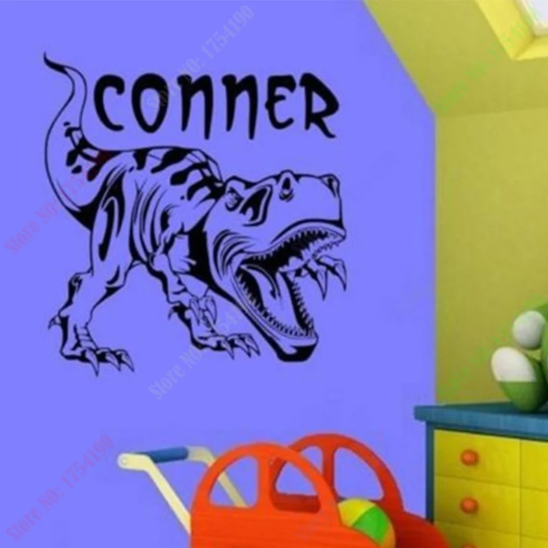 Бесплатная доставка персонализированная Настенная Наклейка с динозавром T-Rex