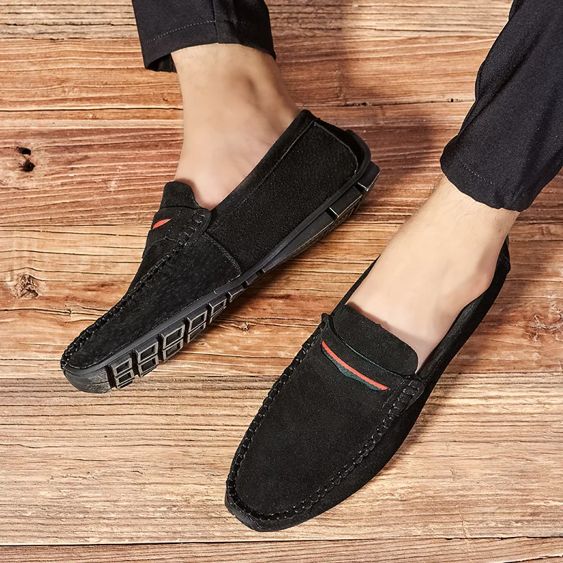 Big Size 38-48 Pigskin Loafers 4 Color Slip-On Breathable Boat Shoes Men New Arrival Casual Soft Moccasins Fashion Driving | Обувь