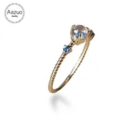 Aazuo 18K Yellow Gold Natual Moonstone Ring  for woman The chain of love Charm Jewelry Fashion Love Gift tiny thin