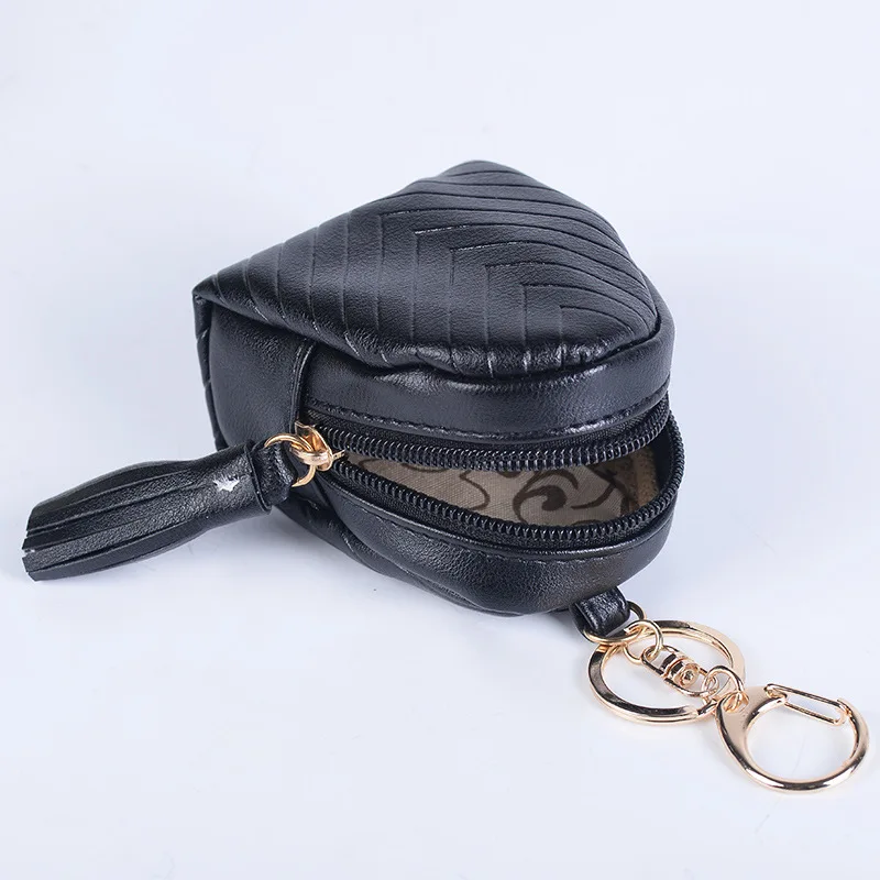 

Creativity Small Purse Leather Car Keychain Backpack Pendant Tassel Women Car Key Chains Rings Girl Handbag Decoration 2019
