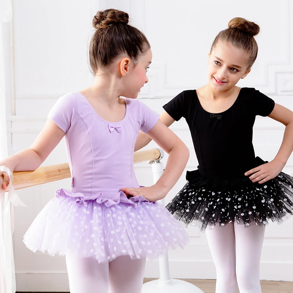 Балетное танцевальное платье для девочек с галстуком-бабочкой и цветочным